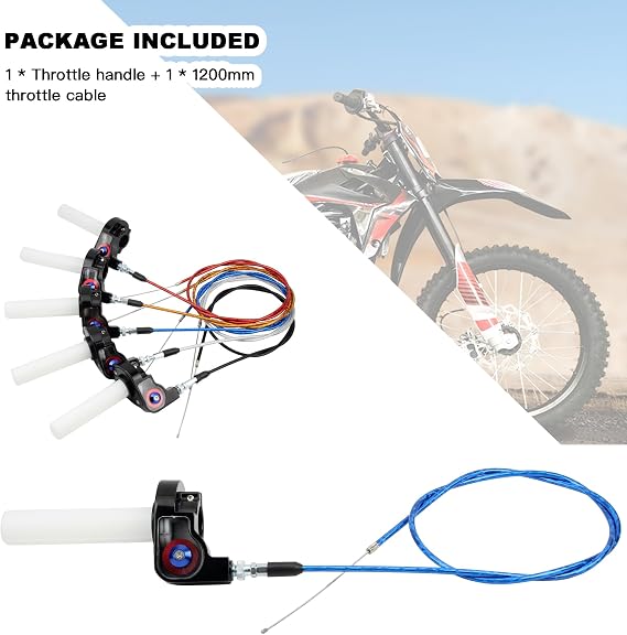 7/8 22MM Handlebar Grips Throttle,Motorcycle Throttle Handle Grips with Throttle Cable 1200MM for Motocross ATV Quad Dirt Bike Handlebar Refit Orange