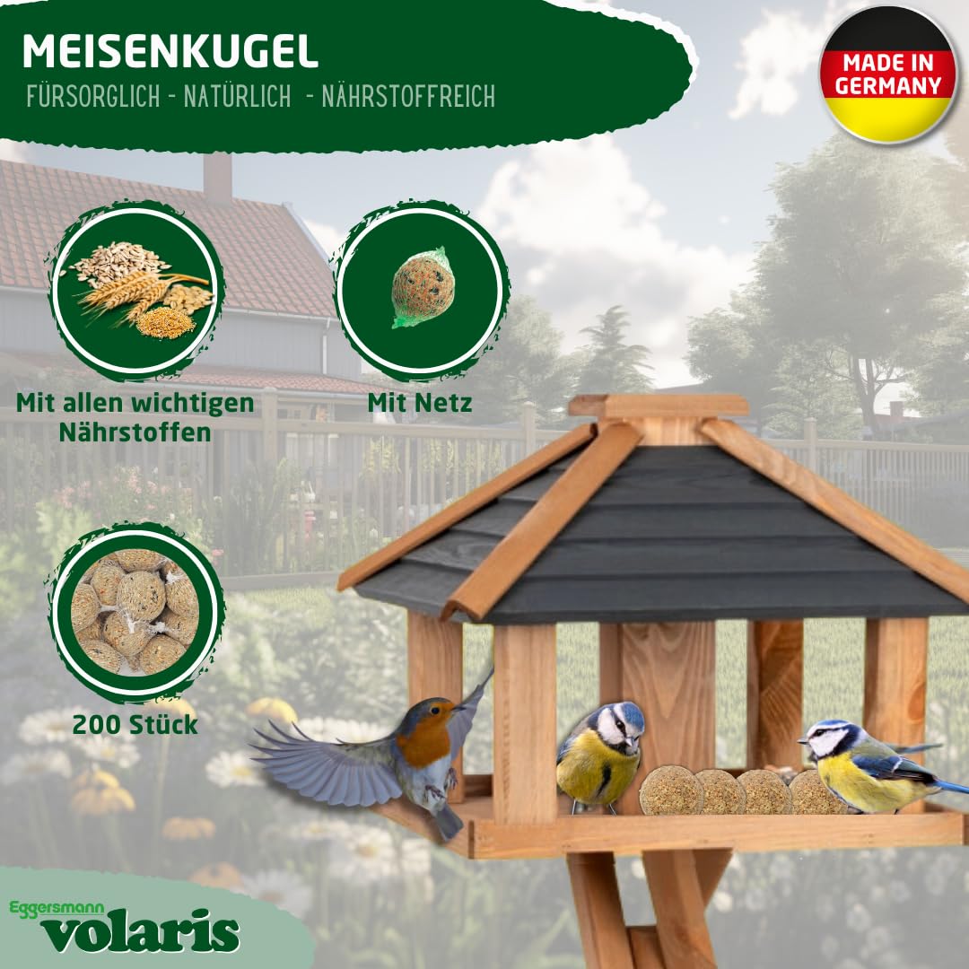 Eggersmann volaris Meisenknödel mit Netz 200 Stück [MEISENkugeln] 18 kg – Vogelfutter für Wildvögel – Nährstoffreiche Vogelknödel für alle Gartenvögel – Meisenknödel im Netz ganzjährig & energiereich