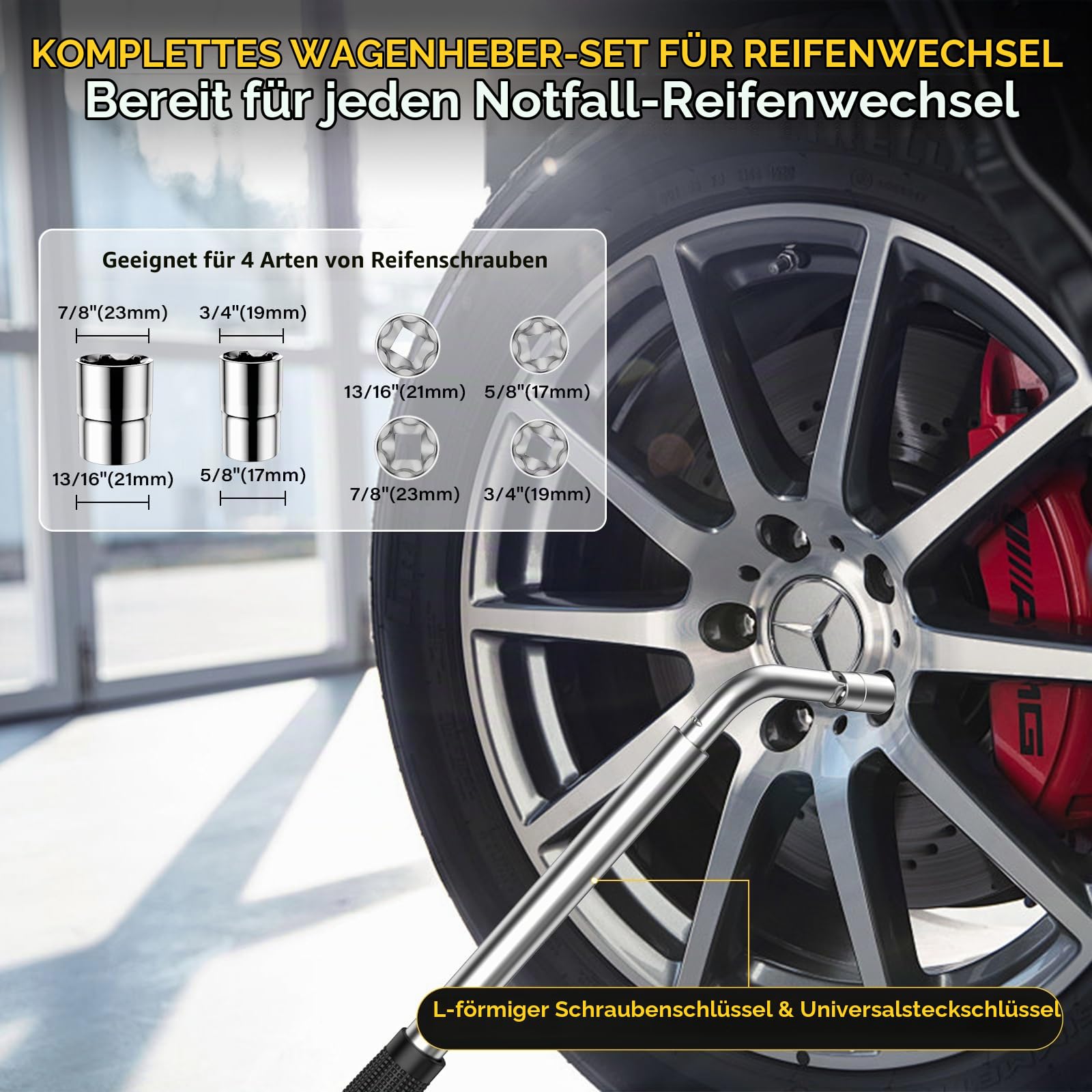 IMAYCC 2.5T Wagenheber für Mercedes Benz Scherenwagenheber SUVMPV | Car Jack mit 2 Gummiauflage & Radmutternschlüssel,Tragbarer Wagenheber Auto Notfallset Reifenwechsel für MercedesBenz SUV MPV