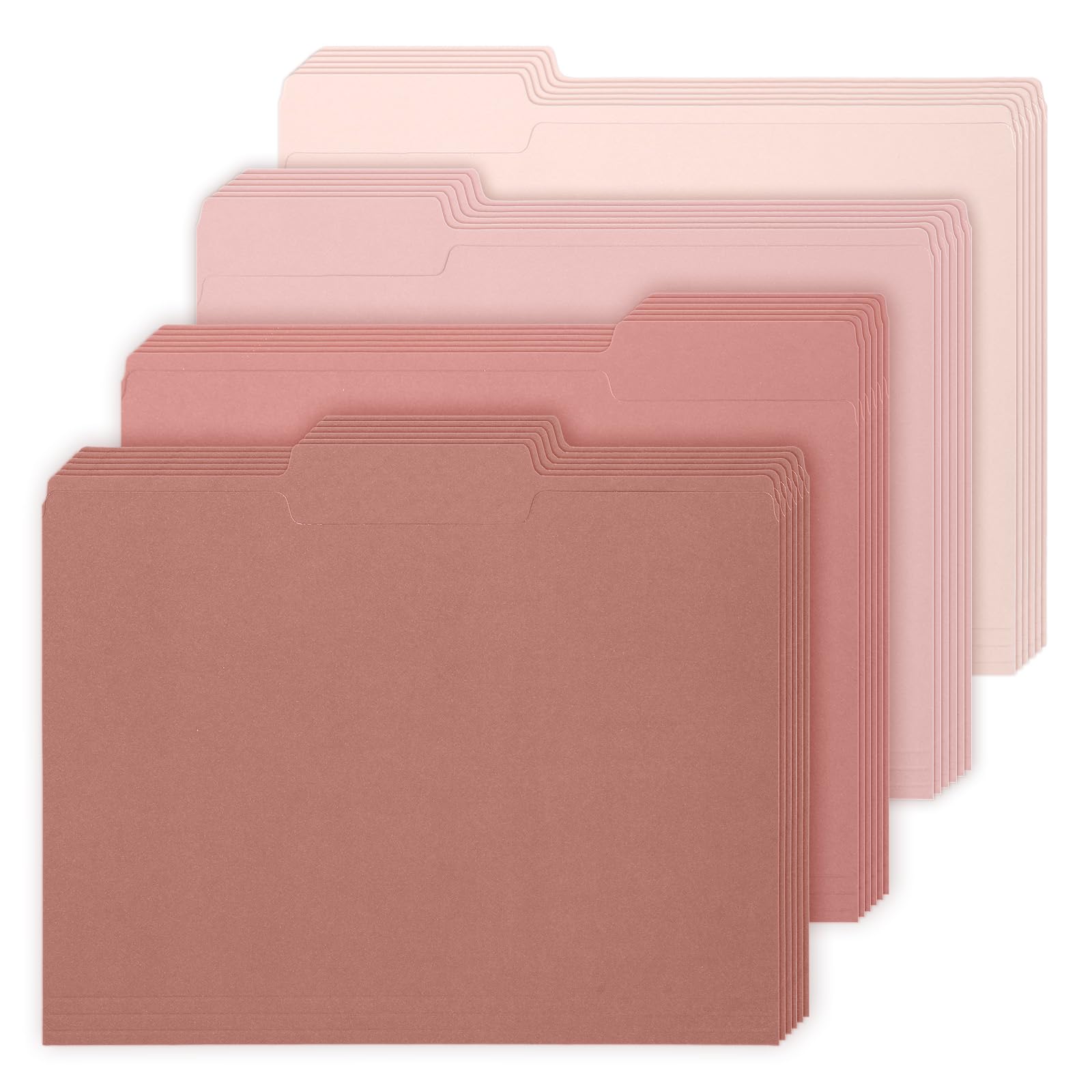 Whaline 24 Pack Dusty Pink File Folders Letter Size Gradient Pink File Pockets with 1/3 Cut Tab 8.9 x 11.6 Inch Valentine's Day Cute Documents Folders