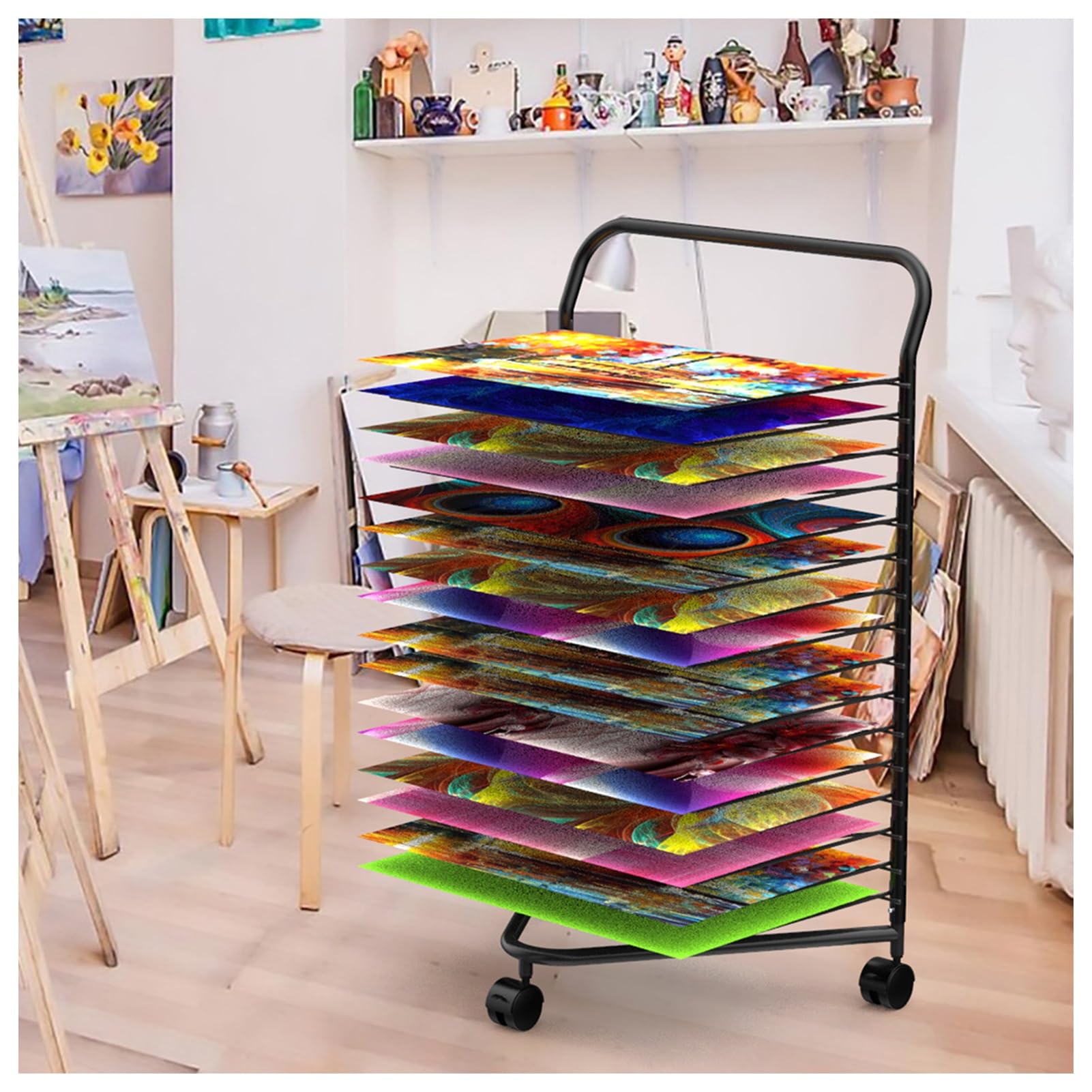 Séchoir à papier en métal pour studios créatifs et salles de classe d'art plastique