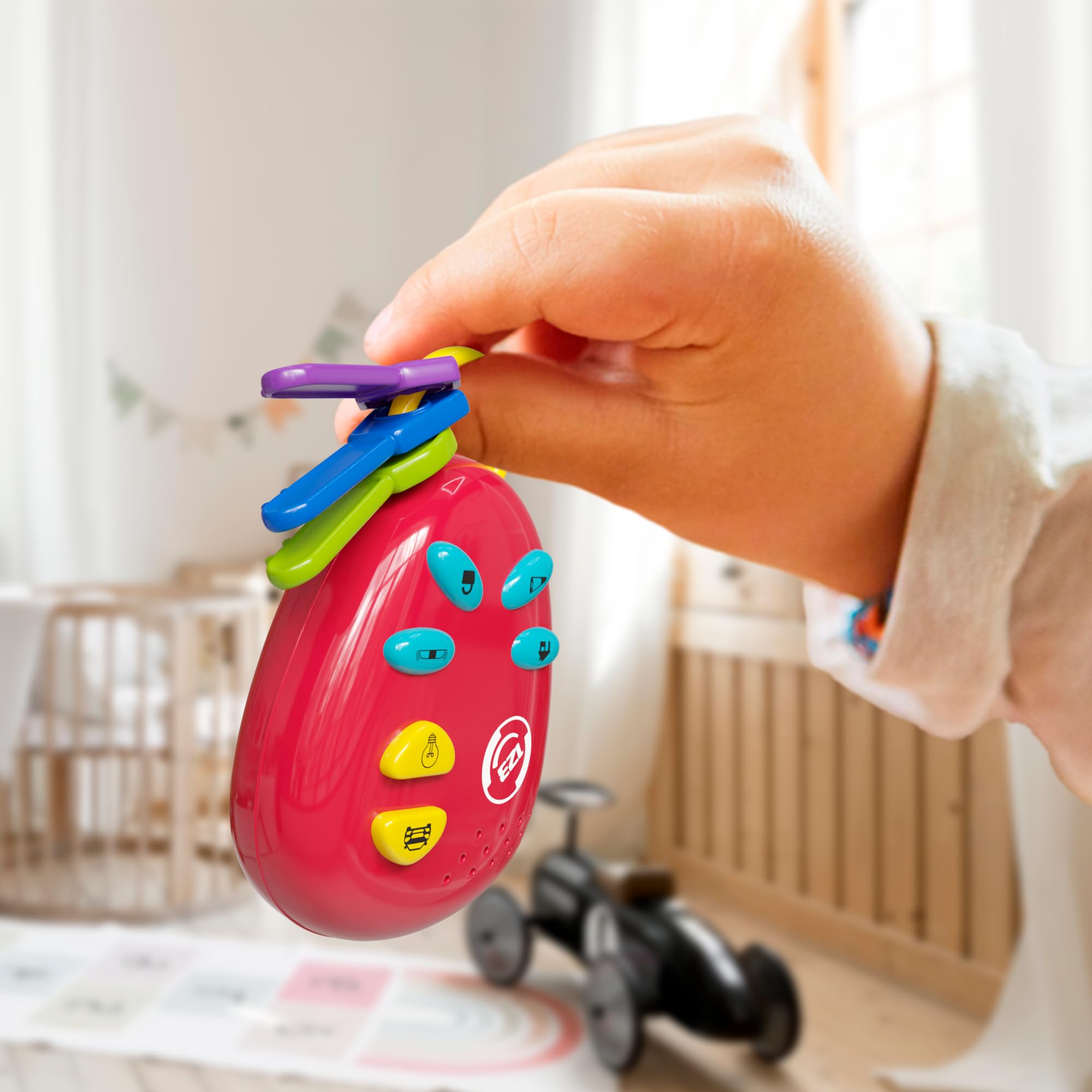 Llaves de coche para niños, juguete sensorial: llaves de dentición, sonajero de bebé, todo en uno! Juguetes sensoriales para bebés y niños pequeños. Baterías listas para aventuras incluidas 7