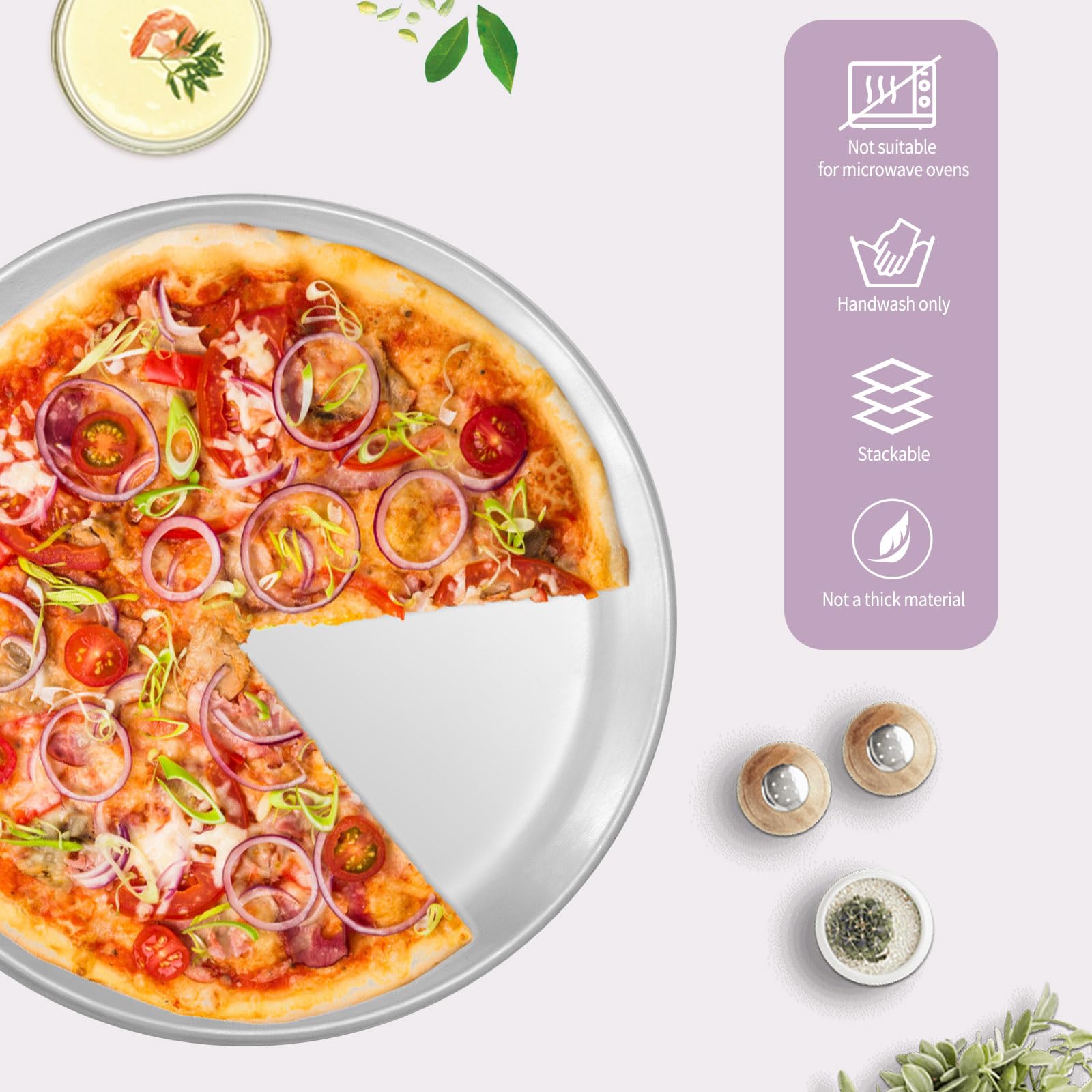 Paquete de 10 moldes para pizza de aluminio a granel, bandeja redonda para pizza para horno, bandeja de pizza de 12 pulgadas para pasteles, galletas, pizzas, pasteles, cocina, hornear,