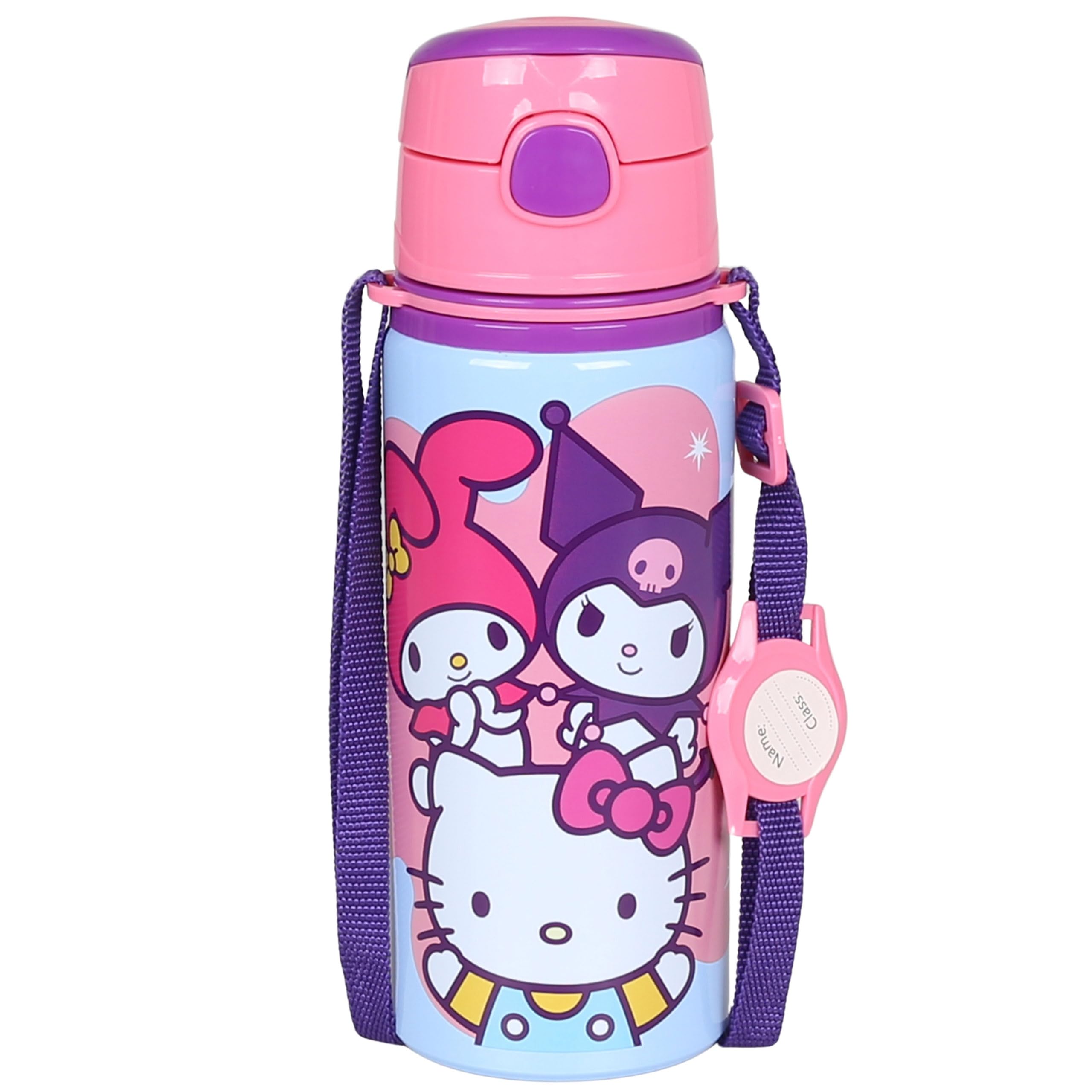 Sarcia.eu Girls F Hello Kitty Aluminium Thermal Bottle, Mouthpiece, Water Bottle With Shoulder Strap, Or 600Ml