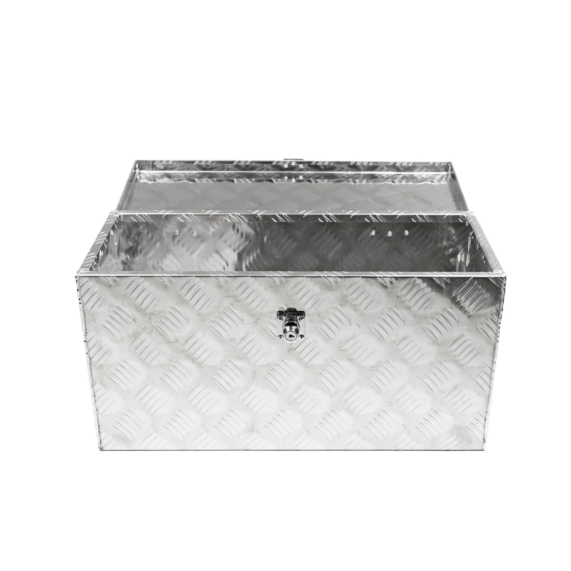 PROREGAL Boite rangement pour remorque TITAN abschließbar HxLxP 25x68x30cm avec couvercle et 2 clés aluminium Boîte à Outils pour Camion Coffre de Timon Caisse à Outils