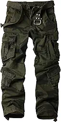 Calça cargo masculina camuflada de algodão, casual, tática, combate, militar, ripstop com vários bolsos