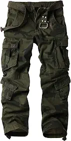 Calça cargo masculina camuflada de algodão, casual, tática, combate, militar, ripstop com vários bolsos