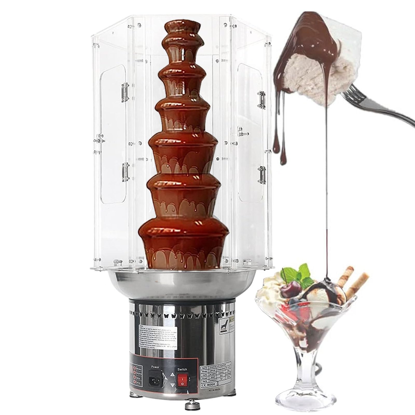 ASerZenith Chocolate Fountain Machine Cover, 4-7 Tiers Commercial Sauce Melting Pot Cover, Wedding Fountain Cover,7Tiers
