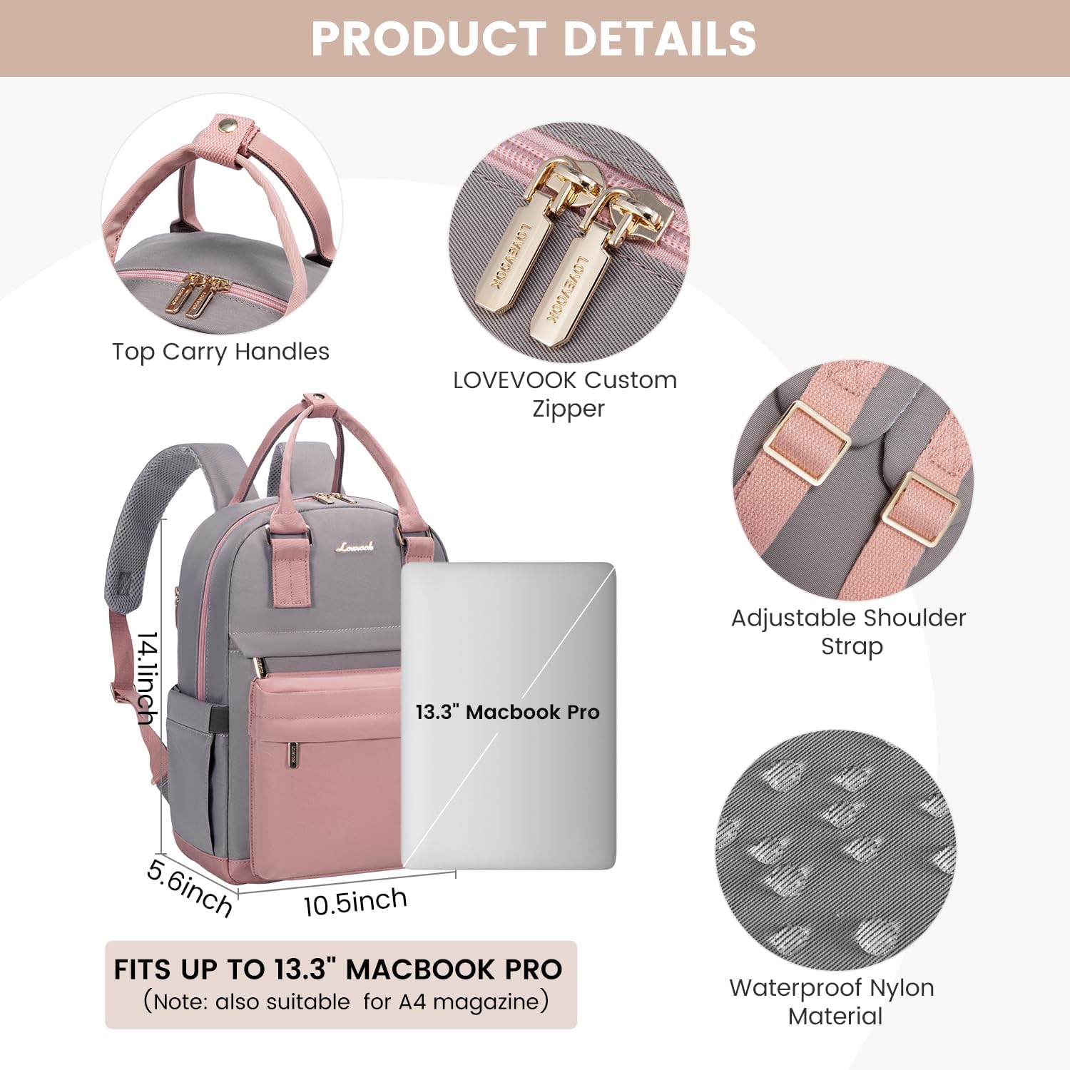 LOVEVOOK Mini Backpack for Women Stylish Waterproof Backpack Purse with USB Port, Cute Daypack for College Travel Party - Image 4