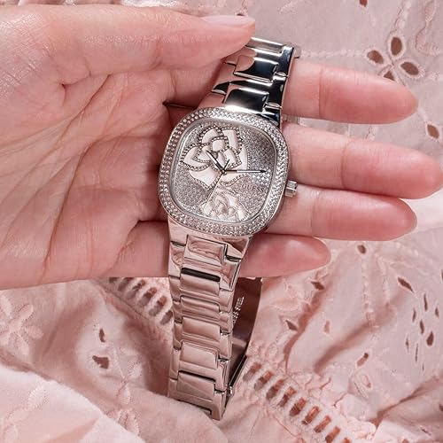 Miniatura 8 de GUESS Reloj para mujer de 1.260 in - Correa de tono plateado con esfera plateada, Tono plateado, Moderno