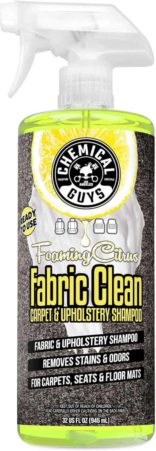 Chemical Guys Foaming Citrus Fabric Clean Carpet & Upholstery Cleaner, Ready To Use, Sprayable (For Carpets, Seats & Floor Mats), Safe for Cars, Home, Office, & More, 32 fl oz, Citrus Scent