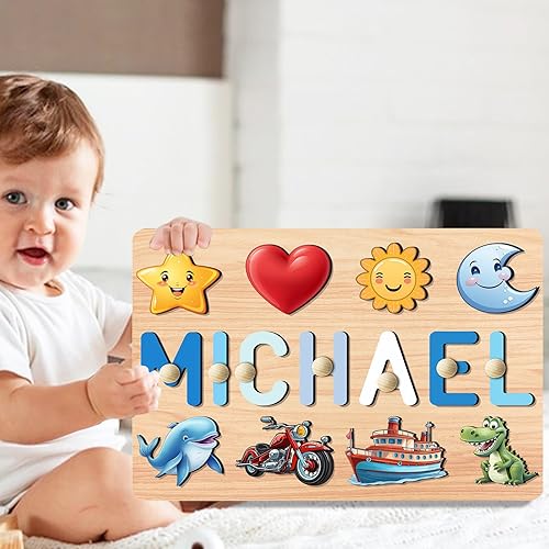 Vista 42 de Rompecabezas de nombres para niños, rompecabezas con nombre personalizado para niños pequeños, regalos de Pascua, rompecabezas de madera con nombre