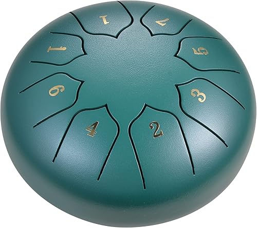 Hantop Juego de tambor de lengua de acero de 8notas de 6pulgadas tambor etéreo de mano con pétalos de flor de loto instrumento de percusión para