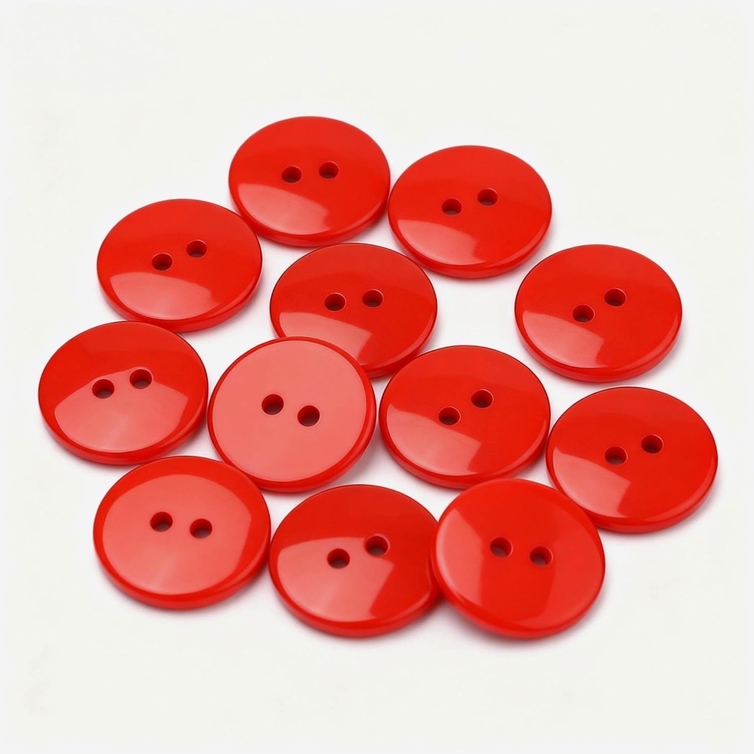 12 Pcs Sewing Buttons, 2-Hole Round Resin Buttons, Red, 28mm(1 1/8")