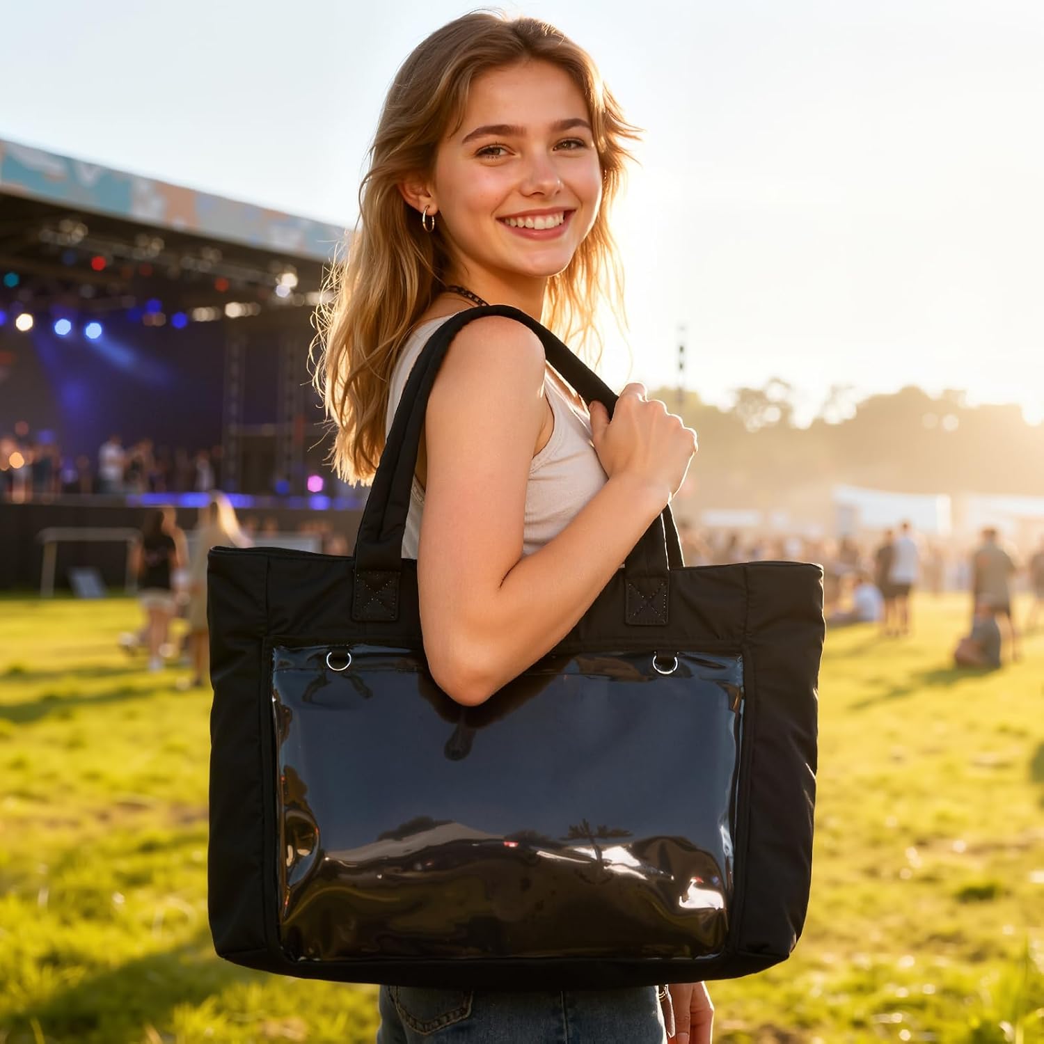 STEAMEDBUN 16 inch Ita Tote Bag with Insert & Crossbody Shoulder Strap Purse Kawaii Messenger Bag for Pin Display Kpop Anime Comic-con - Image 2