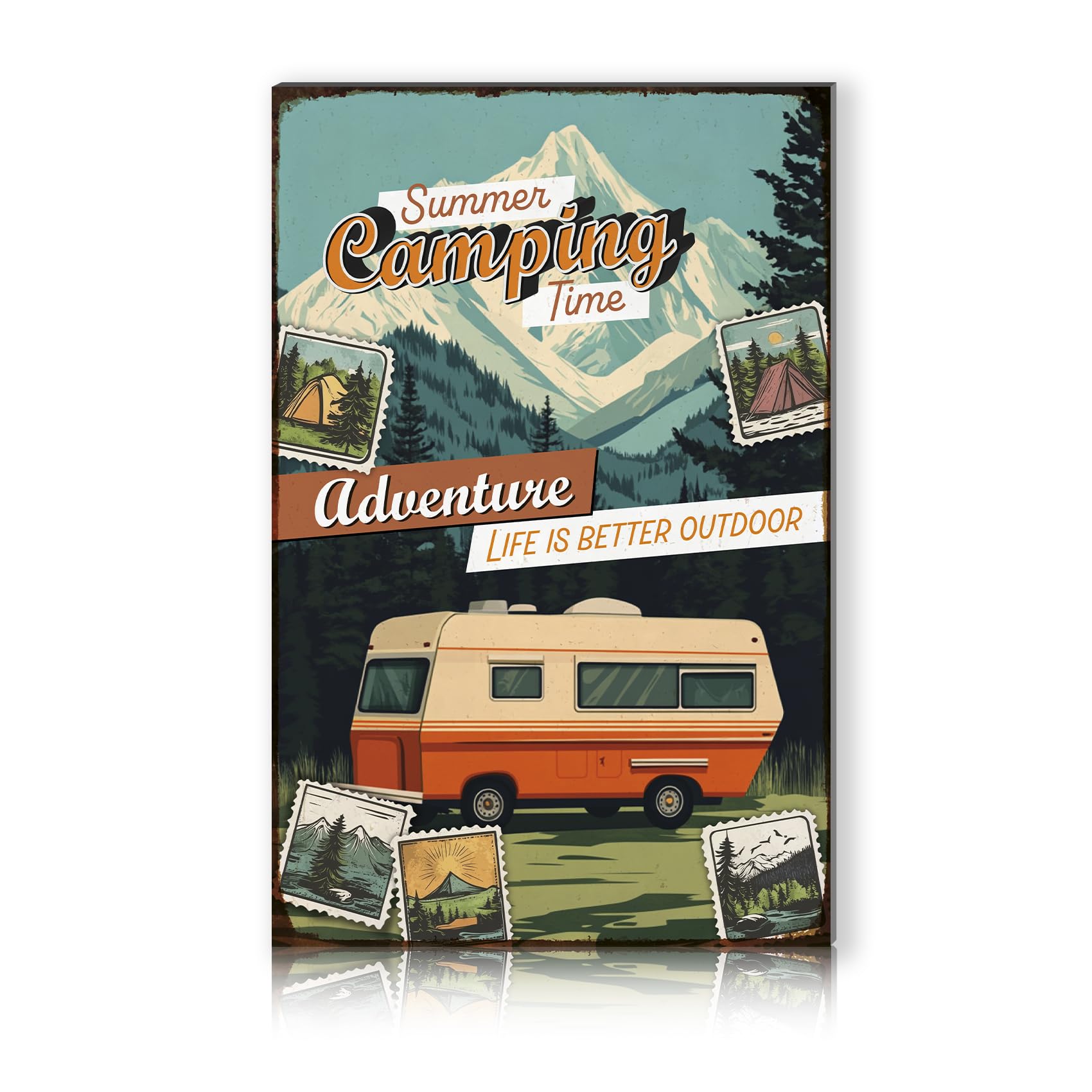 Finest Folia RV002 Aluminium Sign 30 x 20 cm Decorative Hobby Sign for Garden Living Room Garage Outdoor Decoration Retro Chalkboard Hobbies Weatherproof Robust Stable RV002 (13 Camping)