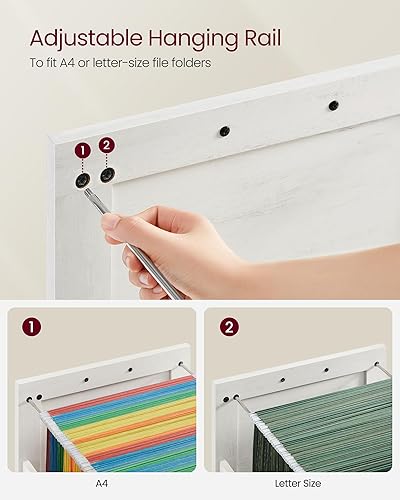 Miniatura 5 de VASAGLE Archivador lateral, archivador con 2 cajones, soporte para impresora, 2 compartimentos abiertos, apto para tamaño A4, tamaño carta, carpetas