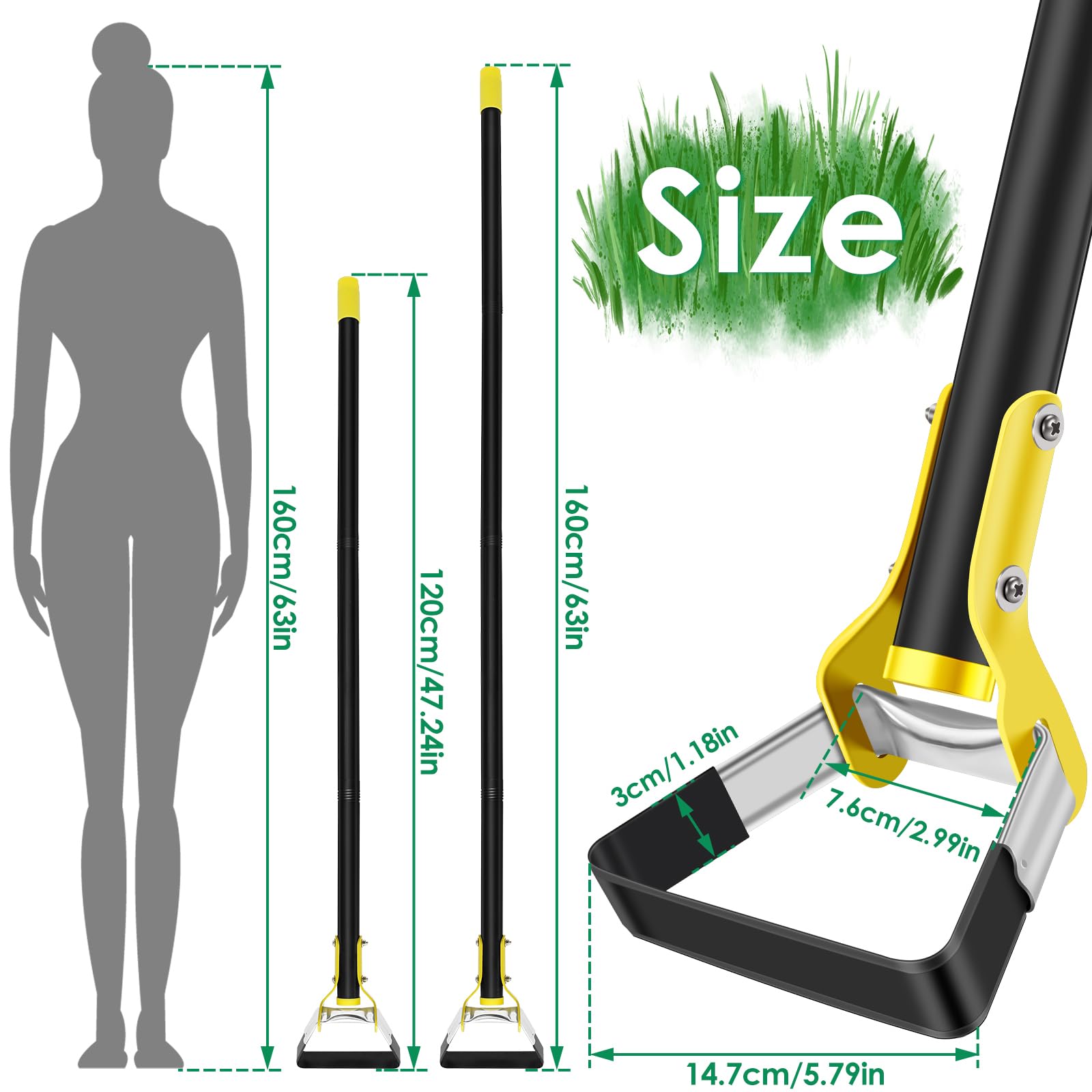 Hula Hoe - Zappa da giardino con manico in acciaio inox, lunghezza regolabile, manico lungo, per allentare il terreno, piantare e coltivare