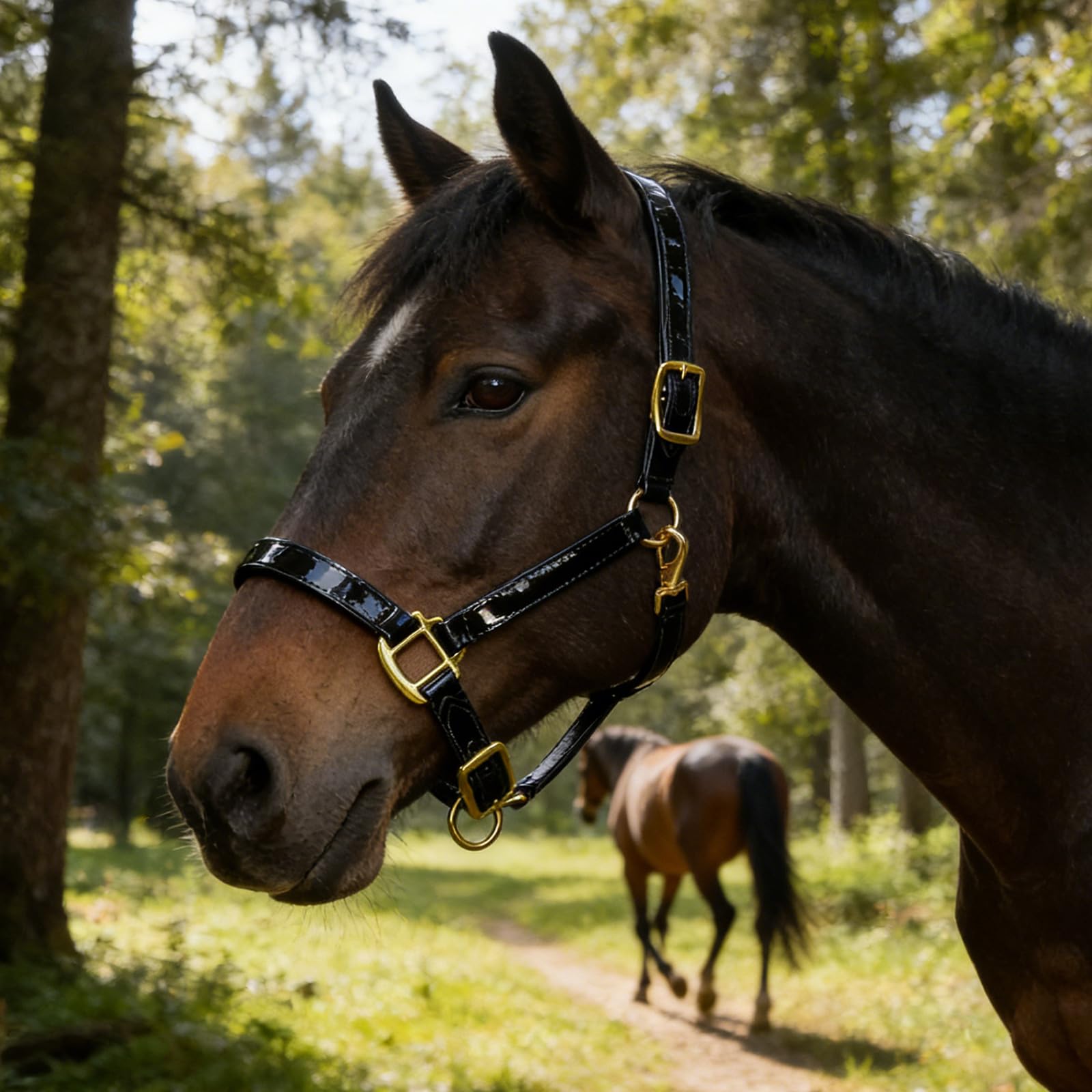 Briglia per cavalli da equitazione senza odore, con fibbie dorate, superficie liscia in pelle morbida per una pulizia senza sforzo Testiera a cavallo