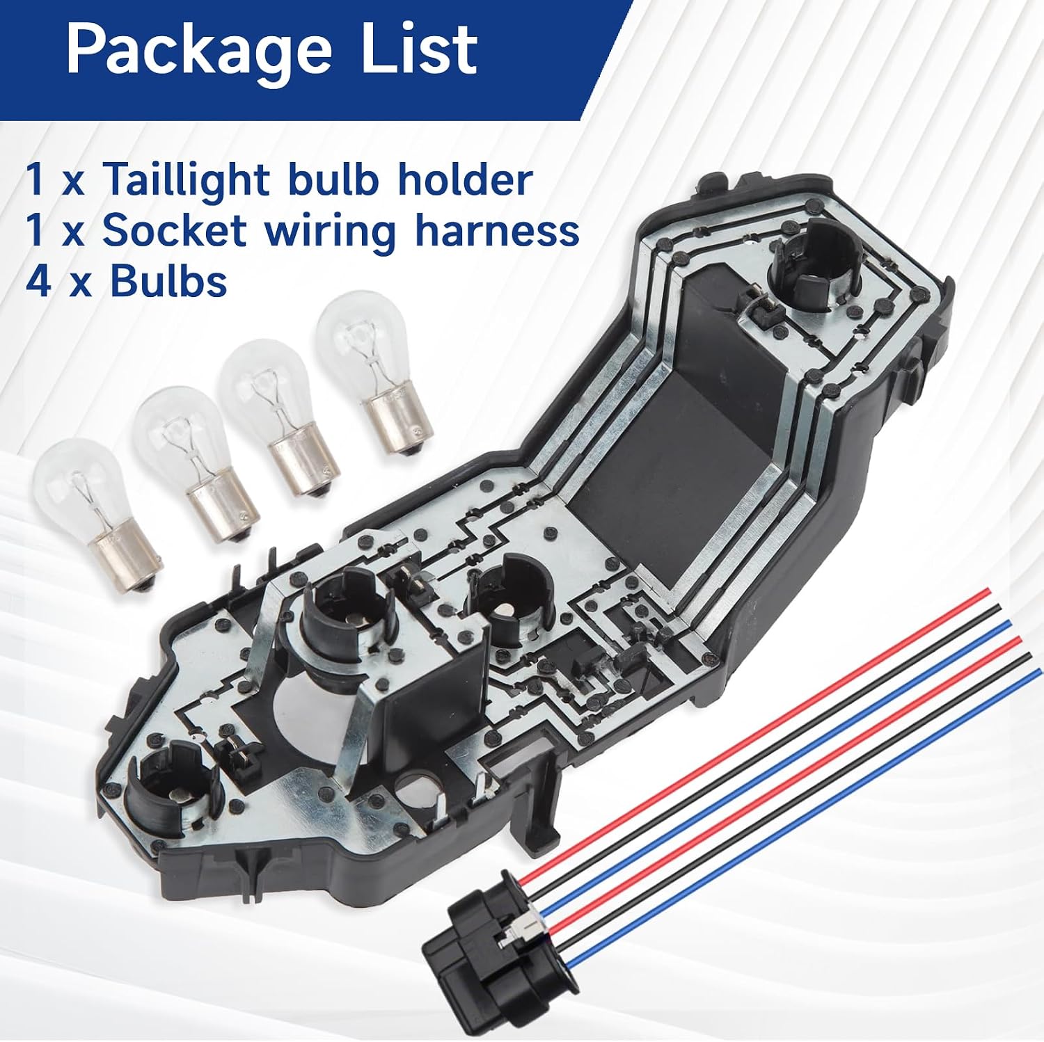 63217361305 Tail Light Bulb Socket Holder Replacement for F55/F56/F57/R57 | 61132359993 Left or Right Rear Taillight Lamp Socket Set, with 4 x Replacement Bulbs & 1 x 6-Pin Harness Tail Light Wire Plug