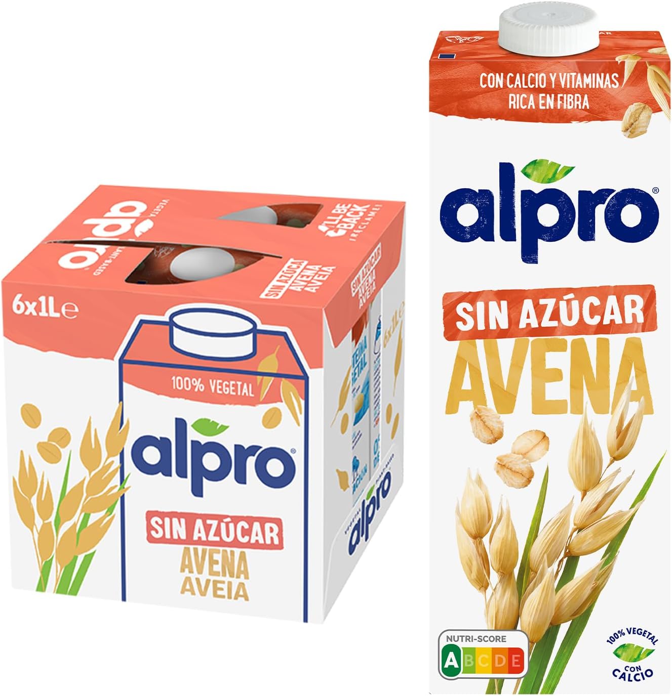 Alpro Bebida de Avena sin Azúcar - Pack 6x1L 1 Alpro Bebida Vegetal de Avena sin Ázucar - Pack de 6 x 1L
