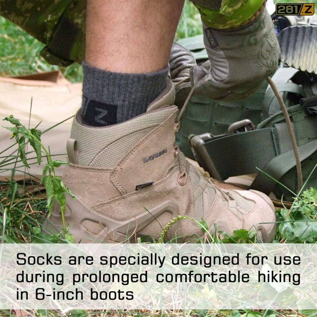 281Z Military Cotton Micro Crew Boot Socks - Cushioned Sole - Moisture Wicking - Odor Resistant (Dark Grey) - Image 6