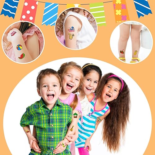 Miniatura 7 de Partywind 408 tatuajes hawaianos para decoraciones de fiestas, suministros de recuerdos de fiesta hawaianos Luau para niños y niñas, tatuajes