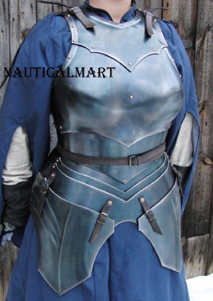 Nauticalmart Medieval Female Fantasy Dark Knight Armor Cuiasss Breastplate 18GA Steel Half Body Plate Armour Suit