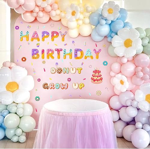 Vista 4 de Barri Design Suministros para fiesta de feliz cumpleaños, decoraciones de primer cumpleaños para niños, telón de fondo de fiesta de caramelo