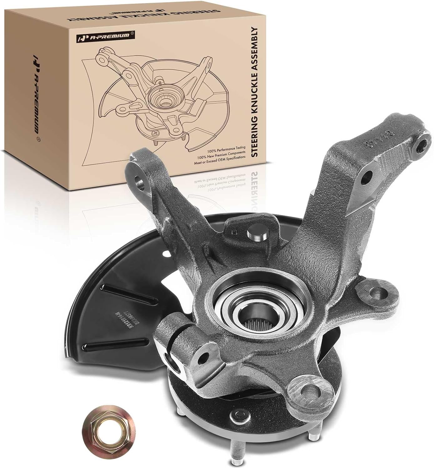 A-Premium Front Left Steering Knuckle & Wheel Bearing Hub Assembly Compatible with Ford Escape & Mazda Tribute, 2001 2002 2003 2004, Sport Utility, 2.0L 3.0L, Driver Side