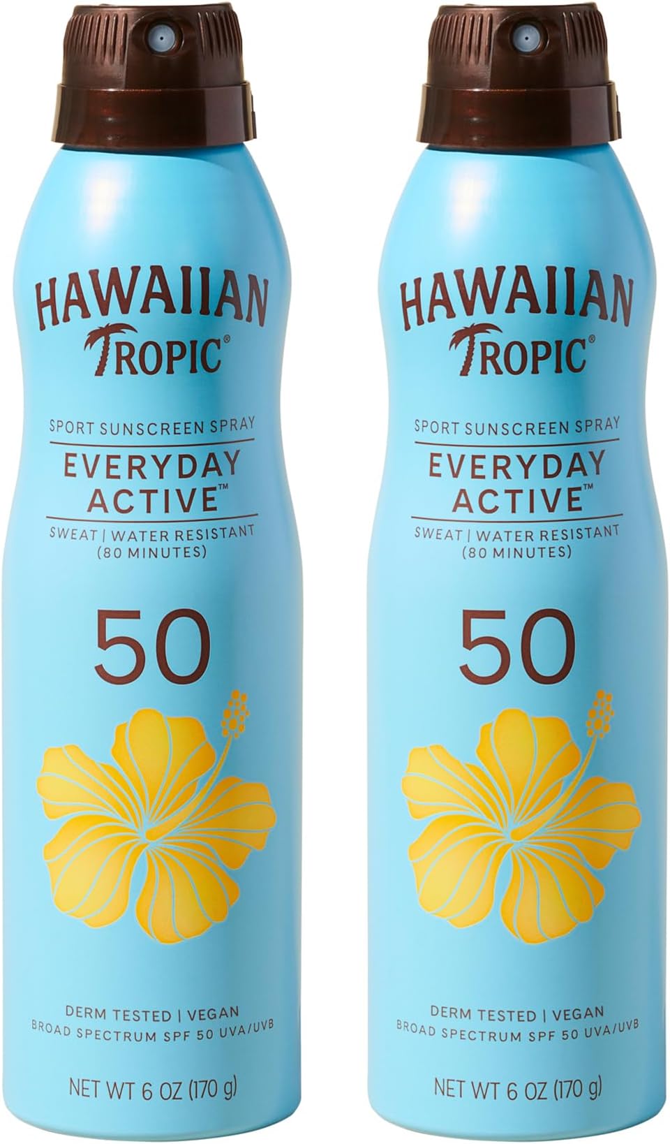 Hawaiian Tropic Everyday Active SPF 50 Sunscreen Spray, 6 Oz (2 Pack)