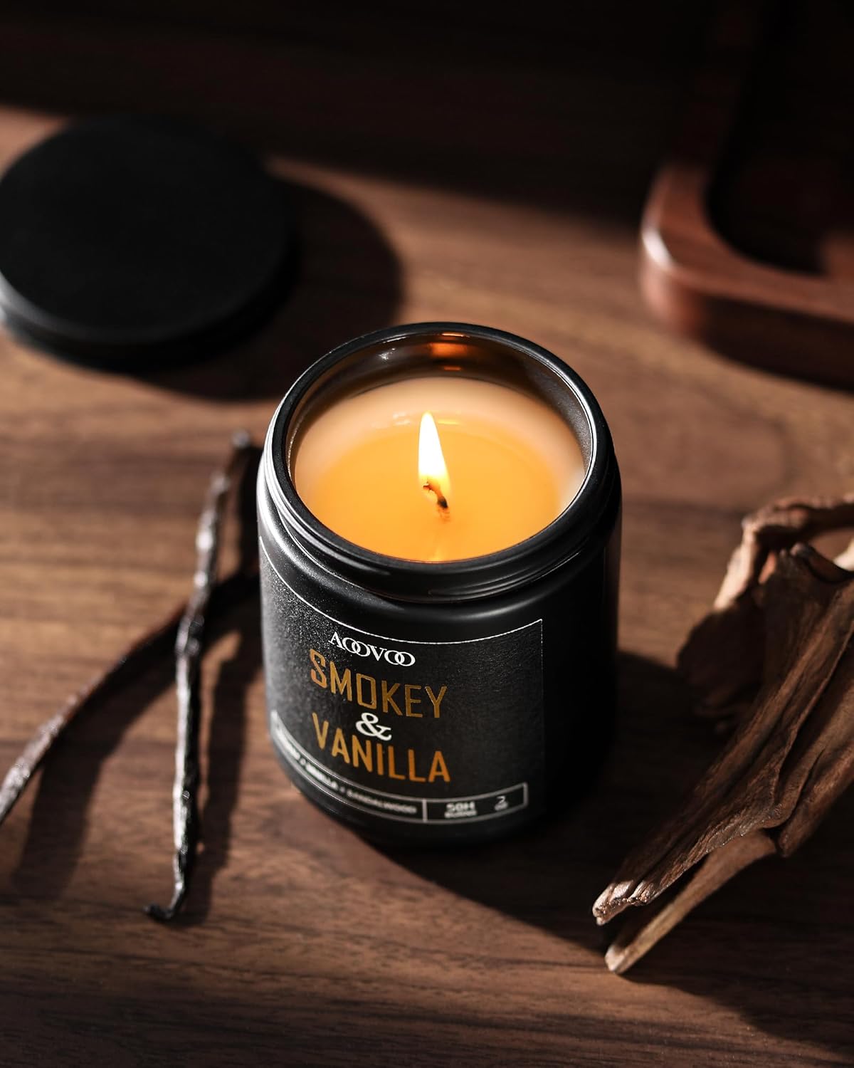 AOOVOO Scented Candles for Men - 4 Pack Candles for Home Scented, 28oz Soy Wax, 200 Hour Burn Time, Men Candle Set, Leather/Smoke & Vanilla/Whiskey Caramel/Lavender Candle Set - Image 2