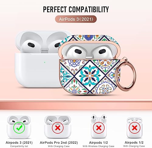 Miniatura 2 de Maxjoy Funda para AirPods de 3 generación, diseño único, funda protectora dura a prueba de golpes para Airpods 3 con llavero compatible con Apple