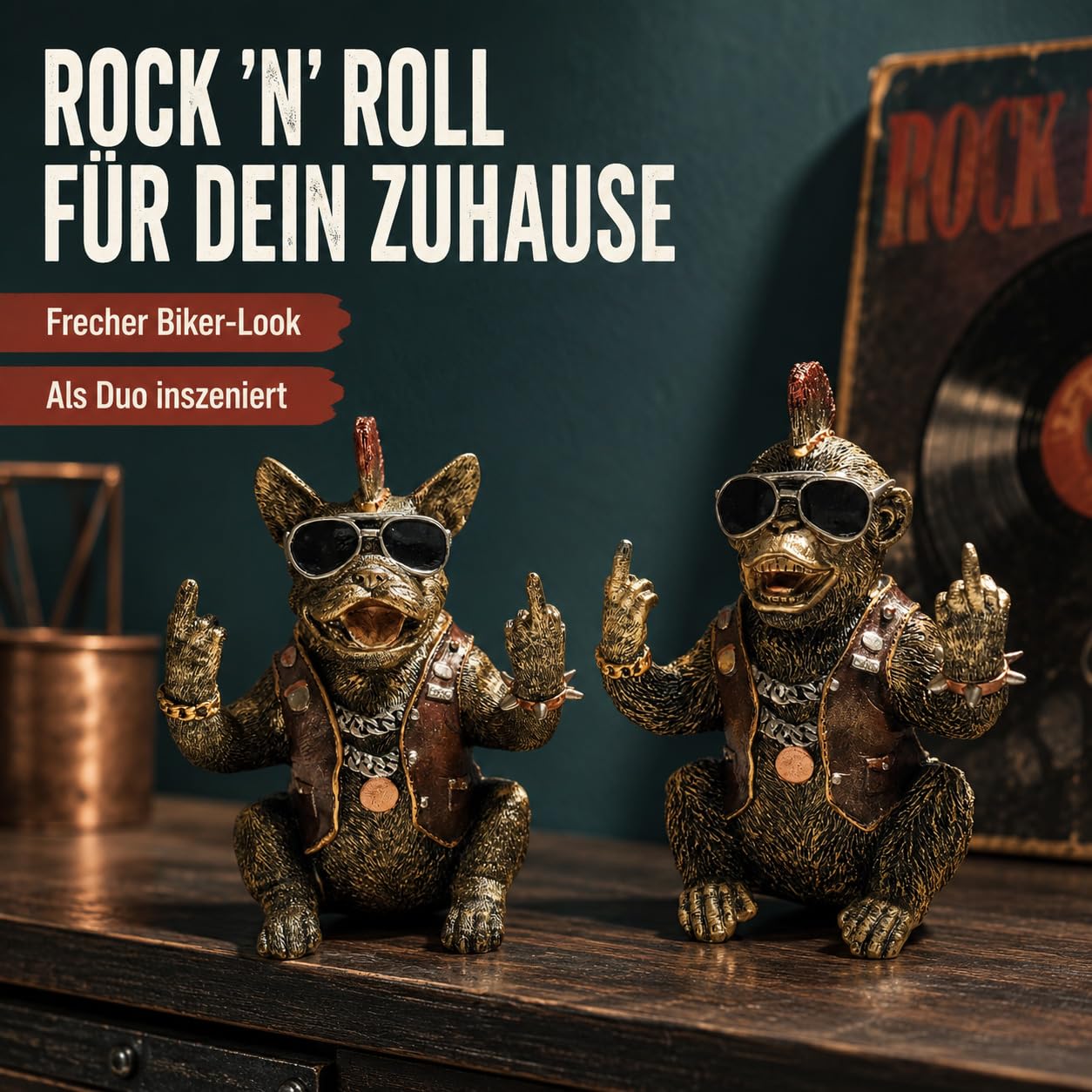 formano Zestaw 2 figurek dekoracyjnych Monkey & Bulldog Biker kolor