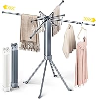 Vista 1 de BIREN Tendedero de Ropa Plegable Extensible Tendedero de Lavandería con 16 Clips Tendedero de Ropa Plegable que Ahorra Espacio para Colgar Ropa
