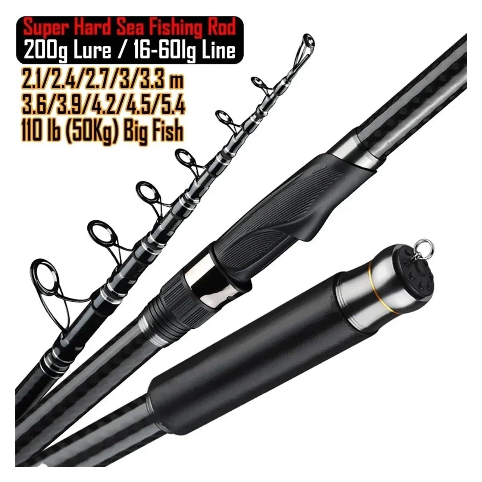 Canna da Pesca Canna da Pesca 200g Richiamo 4.5/5.4m in Mare 36T Fibra di Carbonio Distanza Lancio Oceano Barca Spinning Telescopica Super Dura