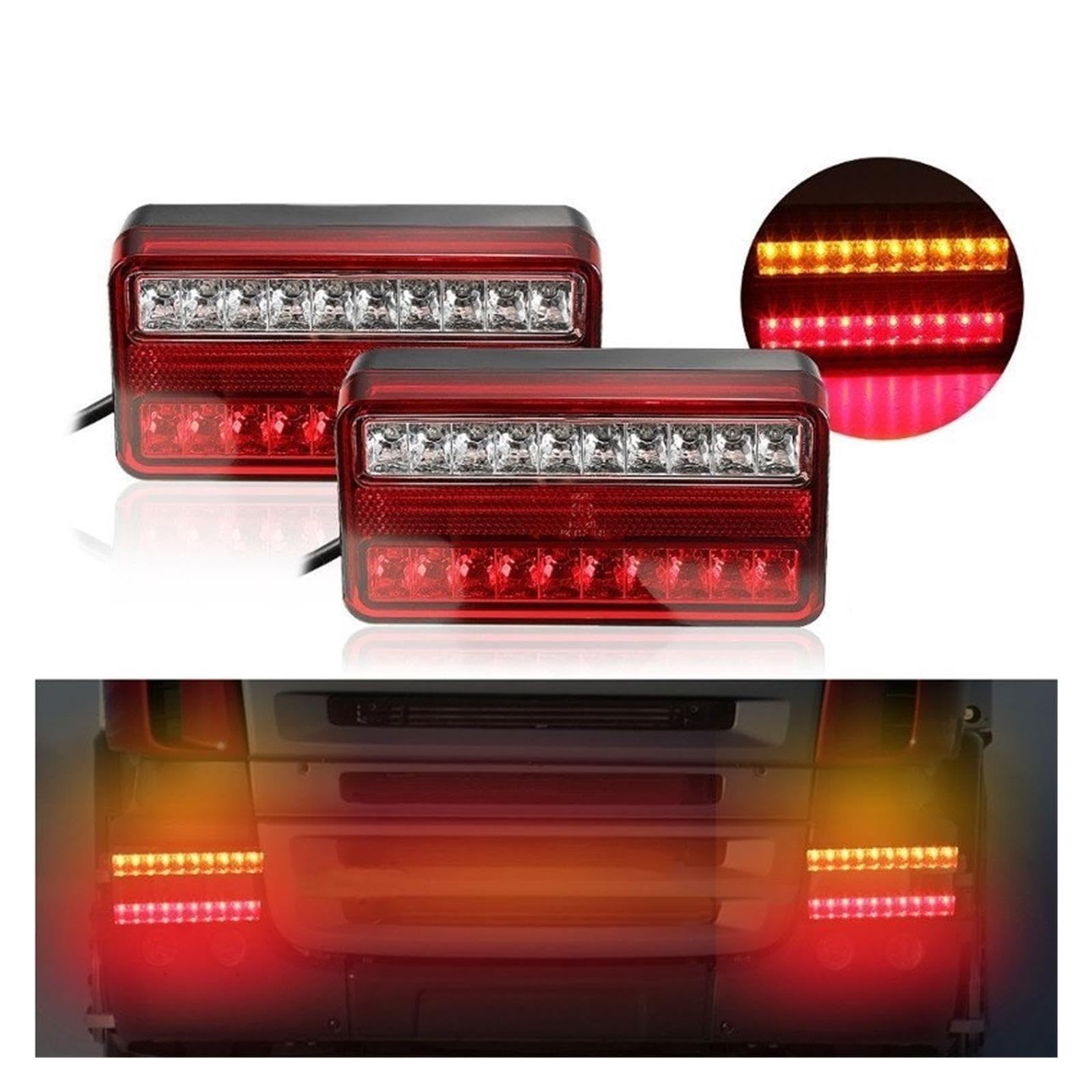 Luces traseras del coche 2 luces traseras de 12 V impermeables para coche, para camión, remolque, autocaravana, furgoneta, luz freno trasera para intermitentes marcha atrás, señal Para giro
