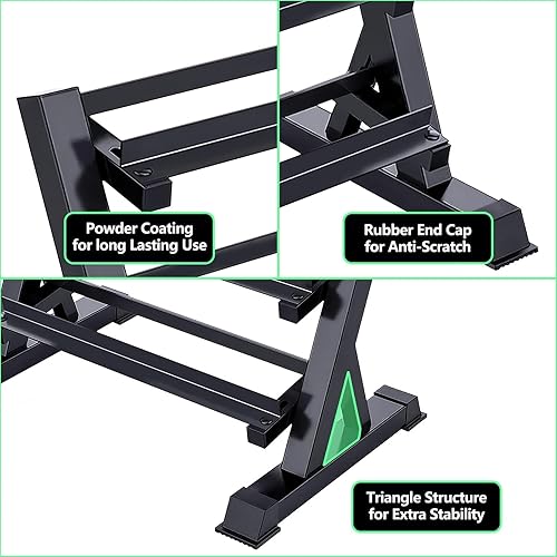 Miniatura 6 de Juego de mancuernas de 550 libras, 450 libras, 350 libras, con estante de goma, pesas hexagonales para gimnasio en casa, construcción duradera,