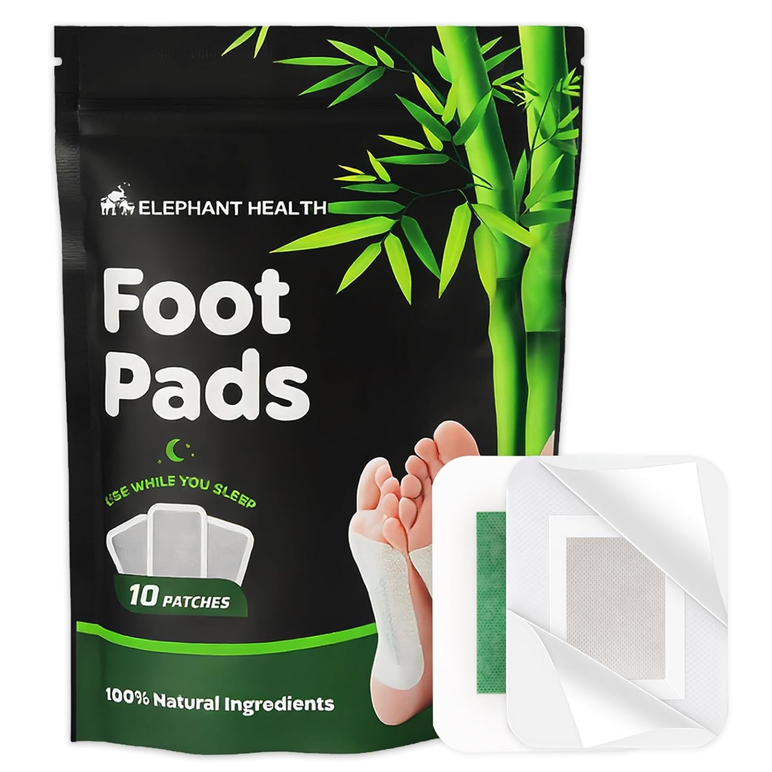 Natural Deep Cleansing Foot Pads, with Bamboo Vinegar, Ginger and Mugwort, Premium Foot Care, Improves Sleep, Relieves Stress and Fatigue (1 Pack(10 Pads))