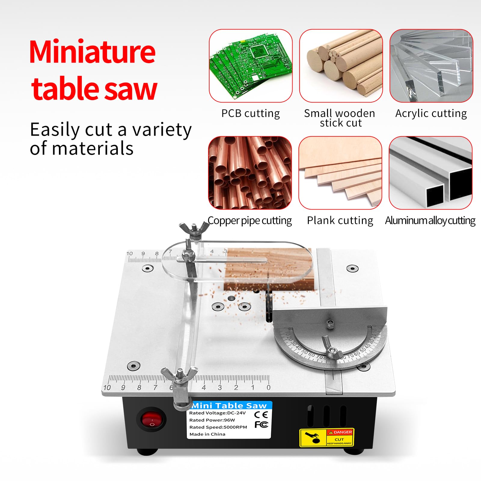 Mini Scie Circulaire De Table 96 W - Lame Universelle 10,2 Cm, Profondeur De Coupe 1-29 Mm, Portable