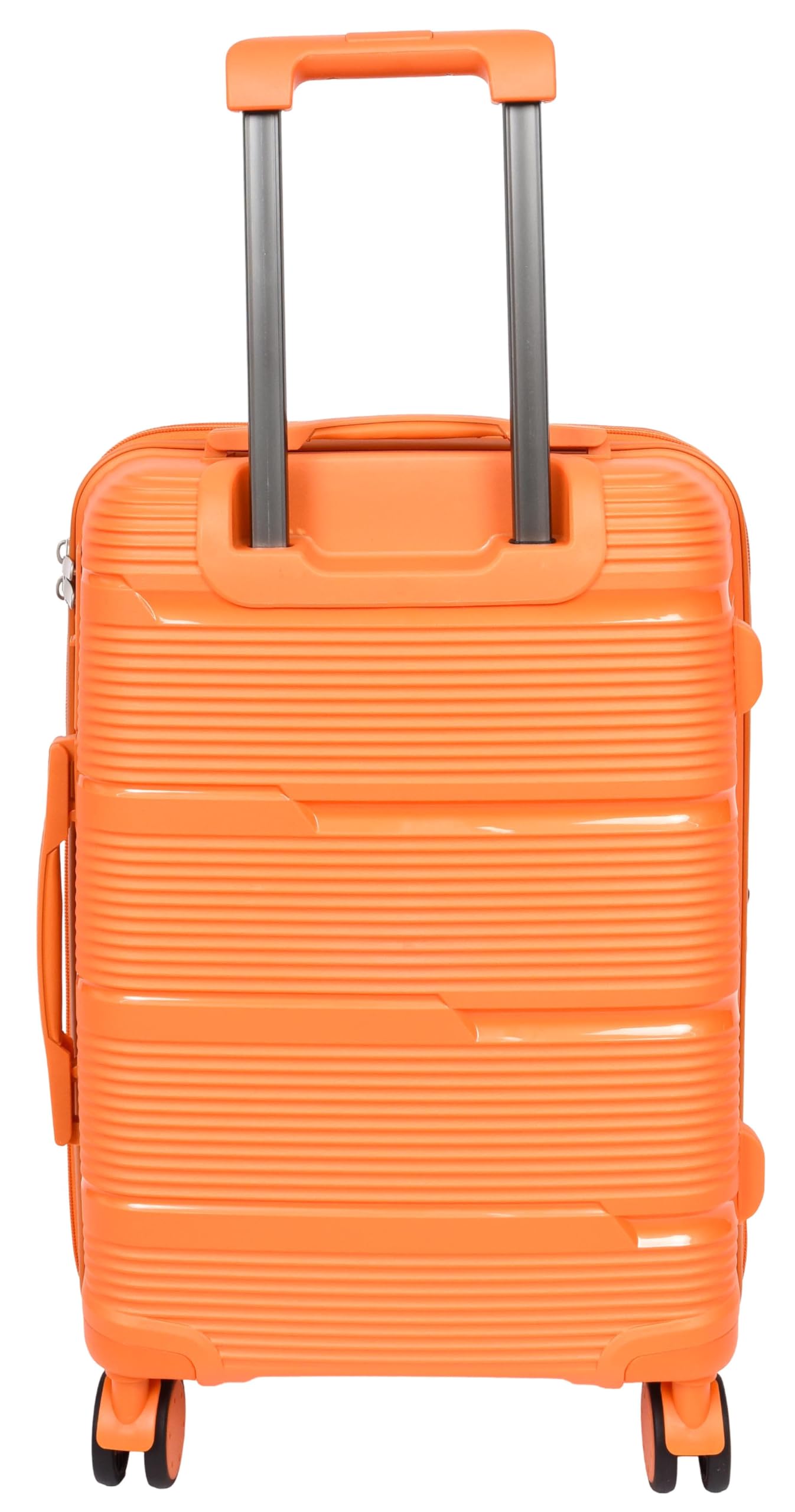 A1 FASHION GOODS Valigia robusta espandibile con guscio rigido, in polipropilene, 8 ruote, con chiusura lampo e chiusura lampo, Arancione, Small Cabin Size 20", Valigia espandibile Hardside con ruote
