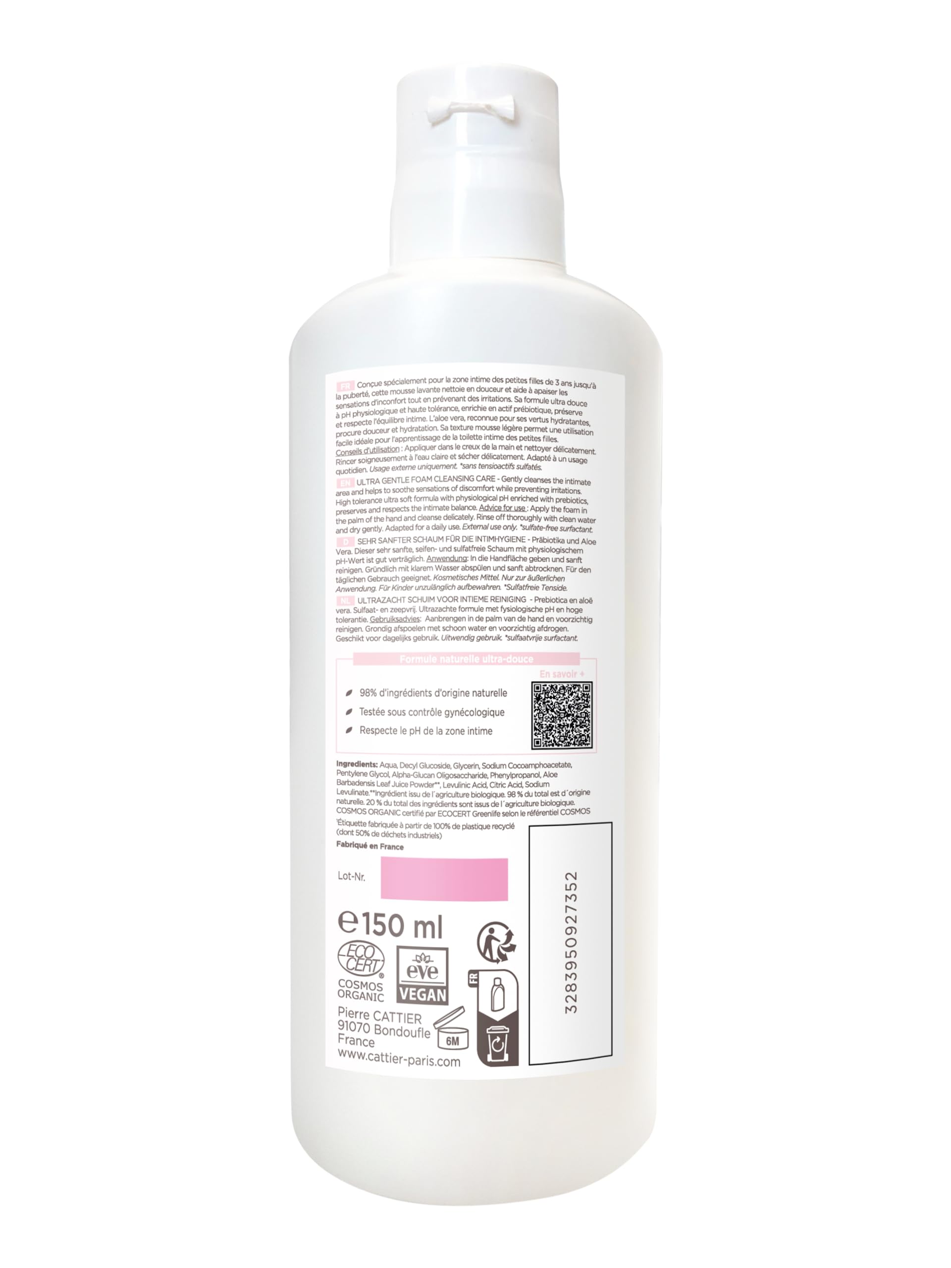 Cattier - Gynéa Girl - Mousse Ultra Douceur Toilette Intime - De 3 ans à la Puberté - 150ml