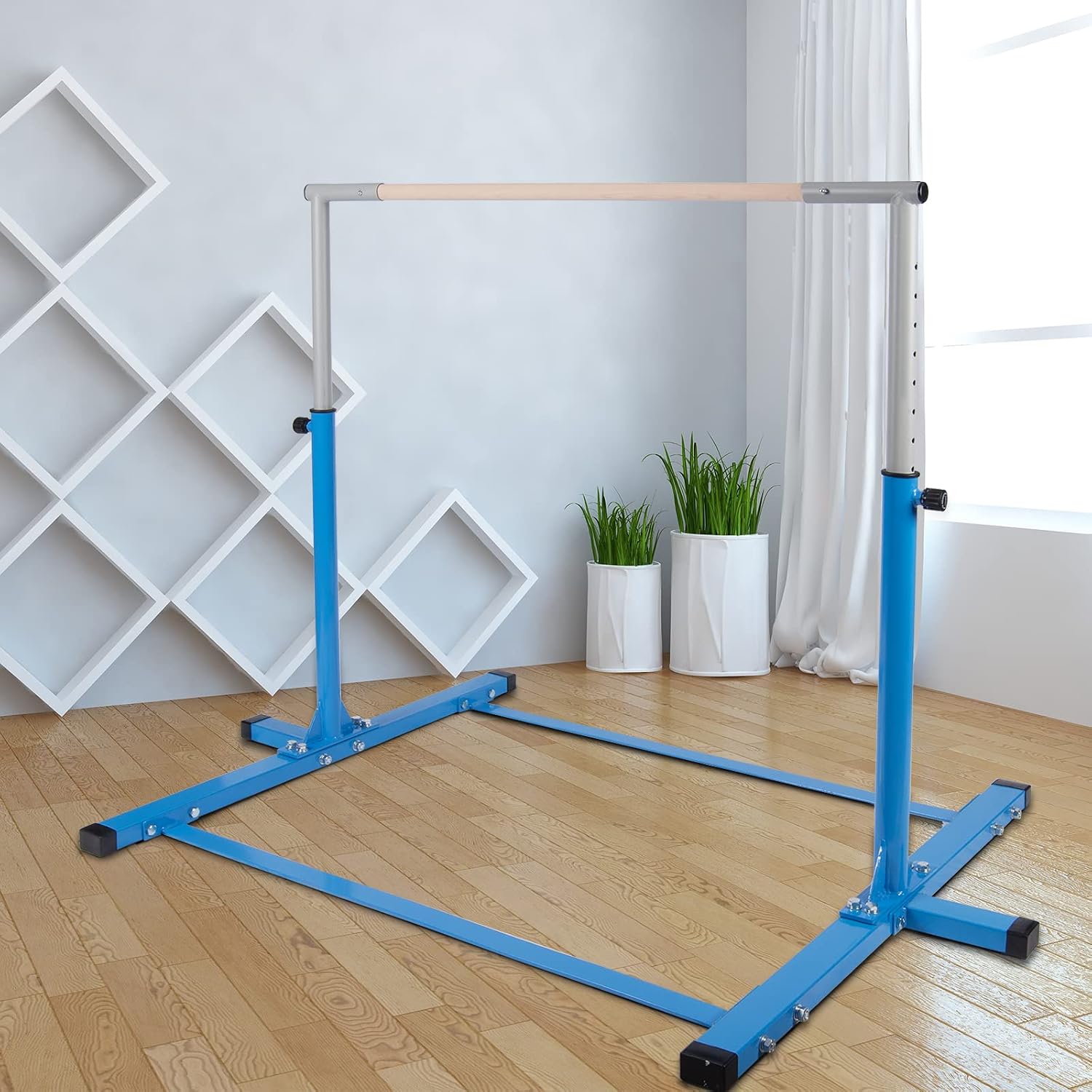 Polar Aurora Gym Gymnastics Training Kip Bar Adjustable Height (3'-5') Horizontal Bar Sturdy Gymnastic for Kids