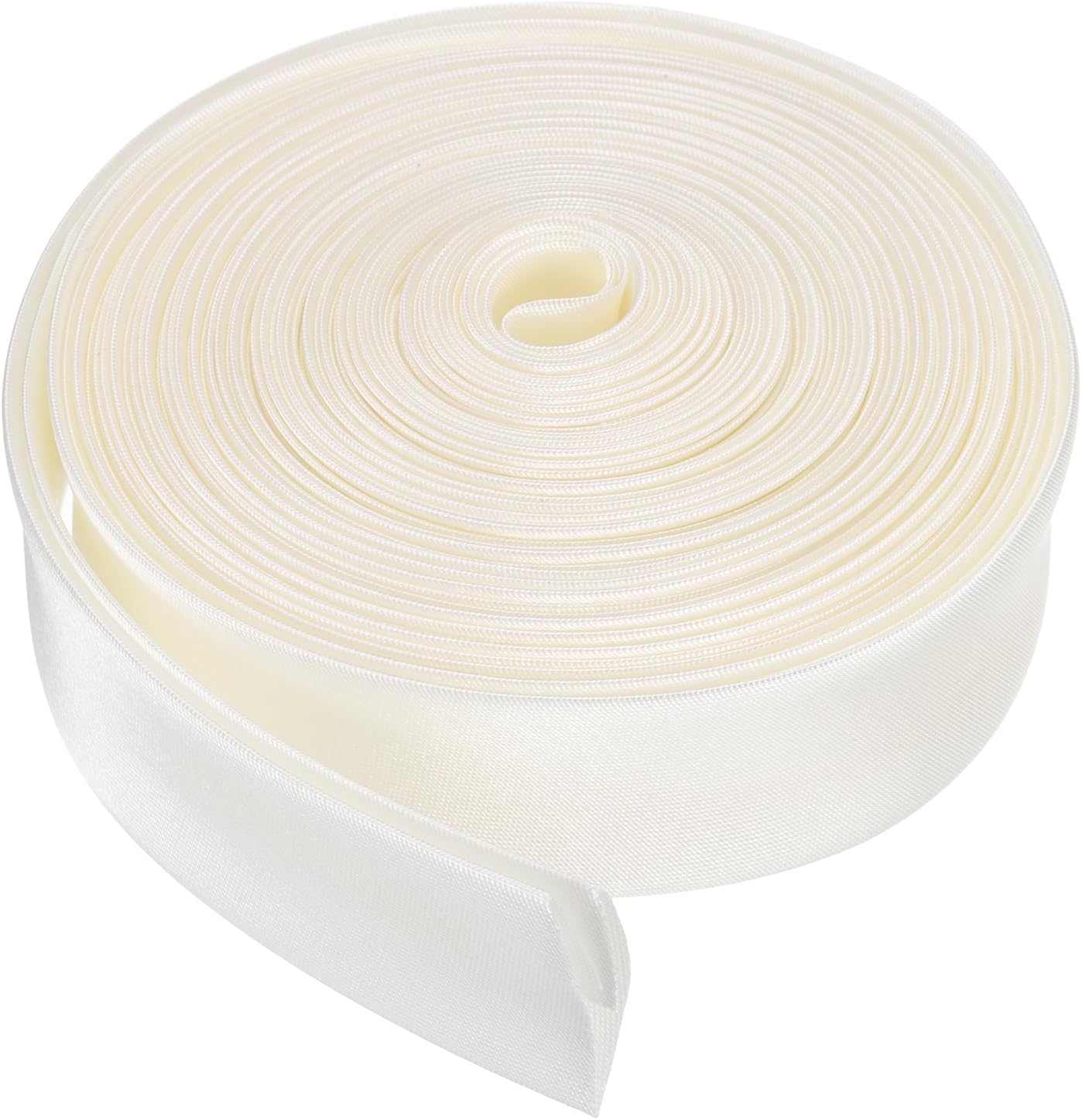 MECCANIXITY Double Fold Bias Tape for Sewing 4/5 Inch x 5.5 Yards Satin Pre-fold Continuous Binding Tape for Seaming Quilting Hemming Binding DIY Crafts, Beige White