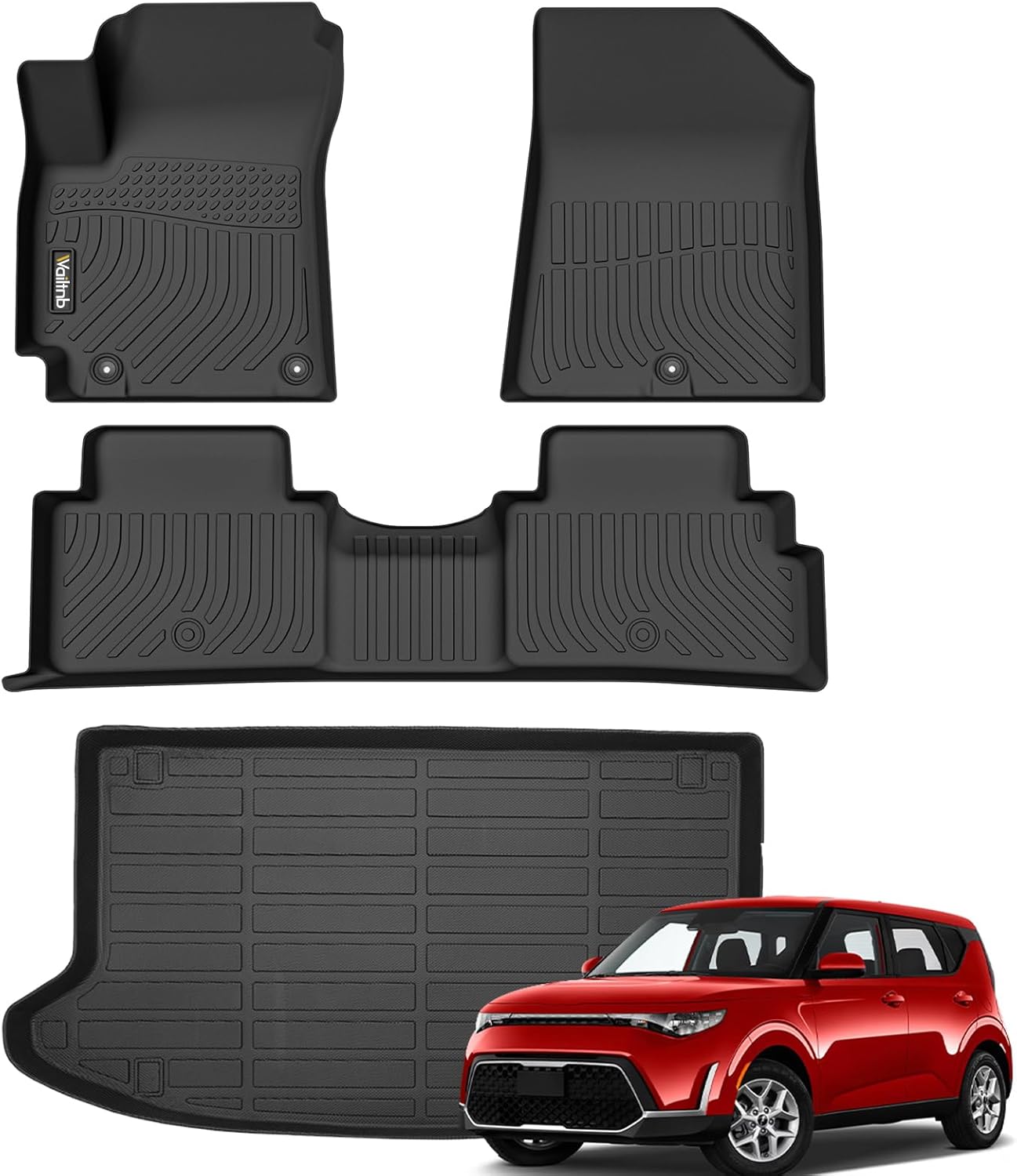 Wailtnb-for Kia Soul 2020-2025 2026 (Not EV) Floor Mat Cargo Liner All Weather Floor Liner Car Mat for Kia Soul Custom Fit Automotive Full Set Accessories 2025 15|For Soul|2020-2026|Set