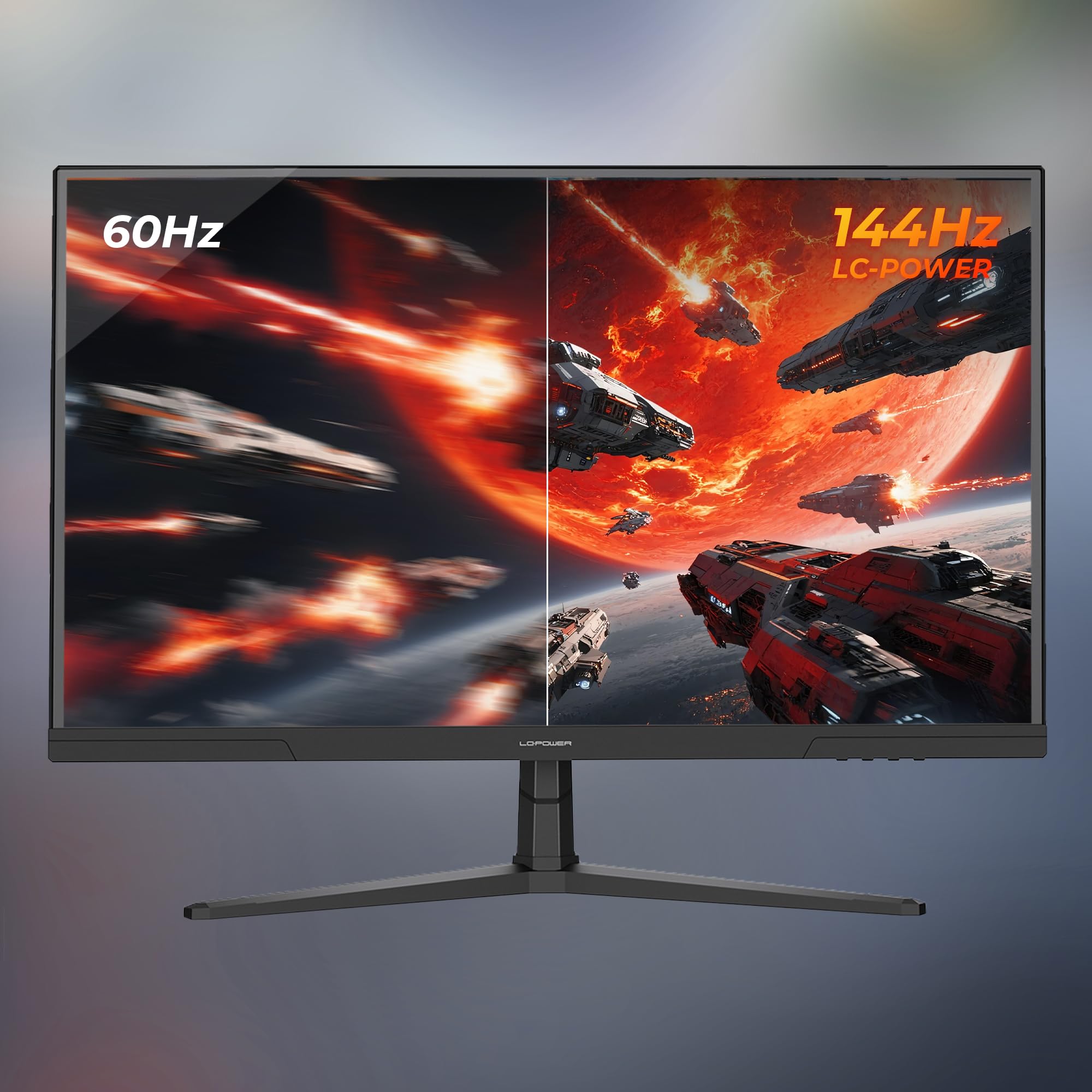 LC-Power Monitor Gaming 27 Pollici (68,6 cm), Full HD IPS Schermo, 1920×1080, 144 Hz, 1ms MPRT, 16:9, Adaptive Sync, HDMI 2.0, Display Port 1.4, VESA 100x100