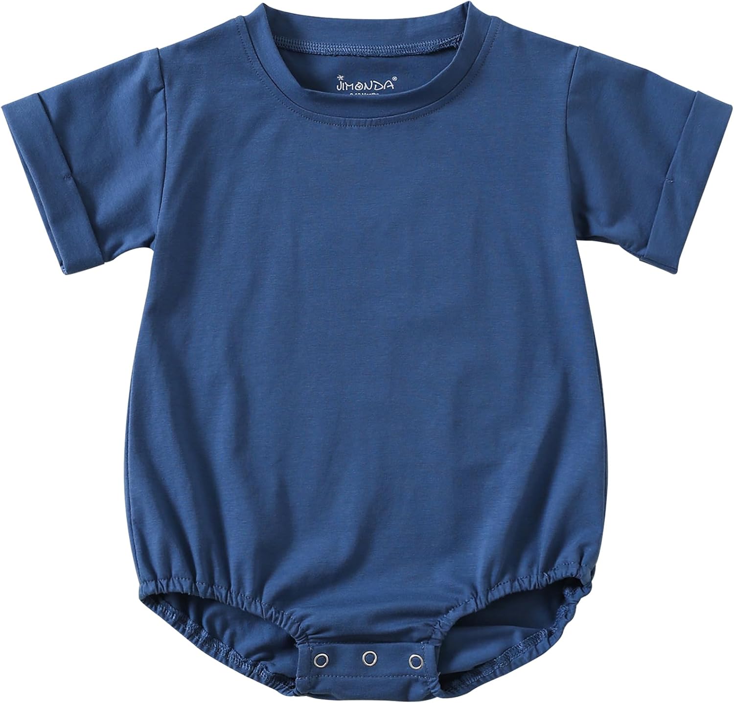 Jimonda Baby Boy Girl Bubble Romper Solid Color Bodysuit Short Sleeve Organic Cotton T-Shirt