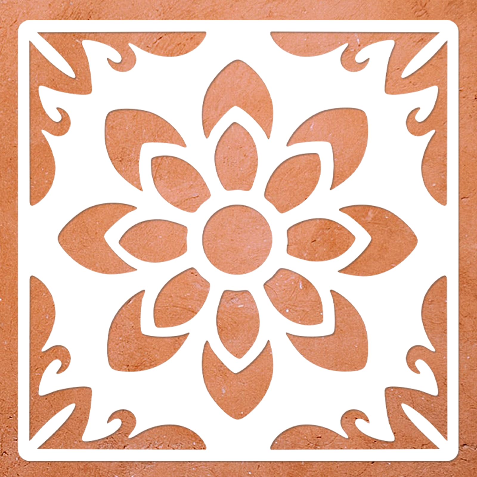 Reusable Floor Tile Stencils - 2PCS 12 x 12 Inches Large Mandala Wall Stencils for Painting Floors, Walls, Tiles, Walkway, Concrete, Patio, Front Porch Floor Stencil (Sunflower Pattern)