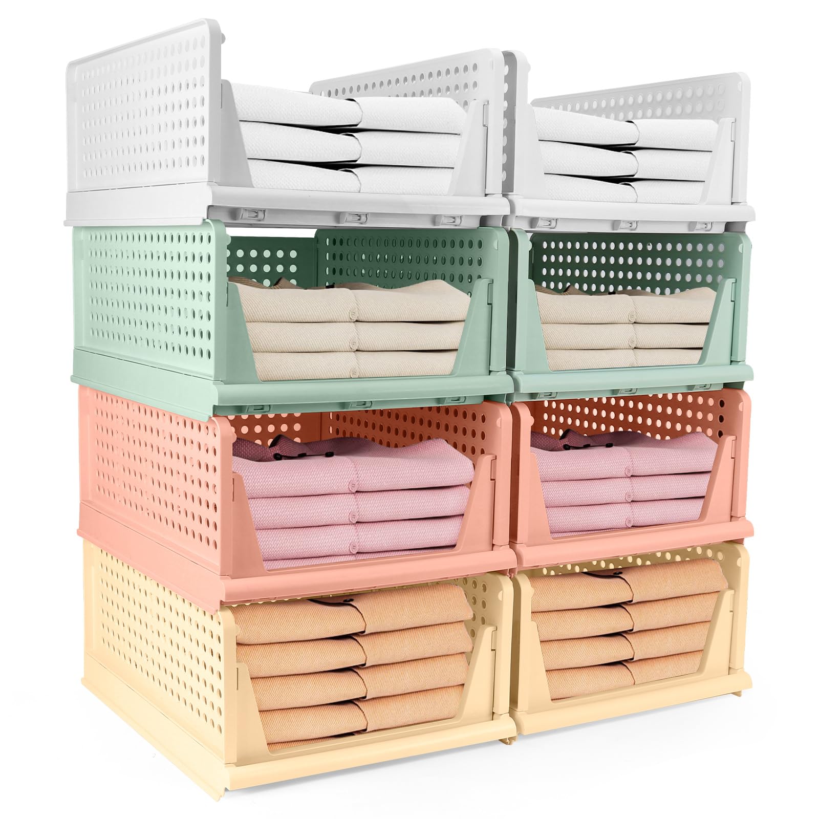 Diealles Shine Organizer Armadio Cassetti, 8PCS Impilabili Pieghevoli per Guardaroba, Plastica Cassettiera per Armadio per Casa, Camera Da Letto, Cucina(Colore)