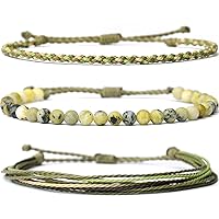 Vista 29 de Handmade Natural Stone Beaded Healing Bracelet Gift for Men Adjustable Rope String Bracelet (picasso jasper, Adjustable)